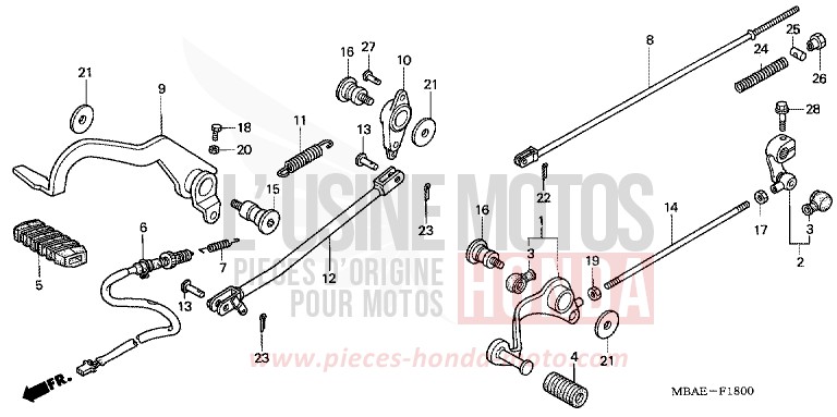 PEDAL for Shadow Aero REARL SEDONA RED (R223B) from 2001